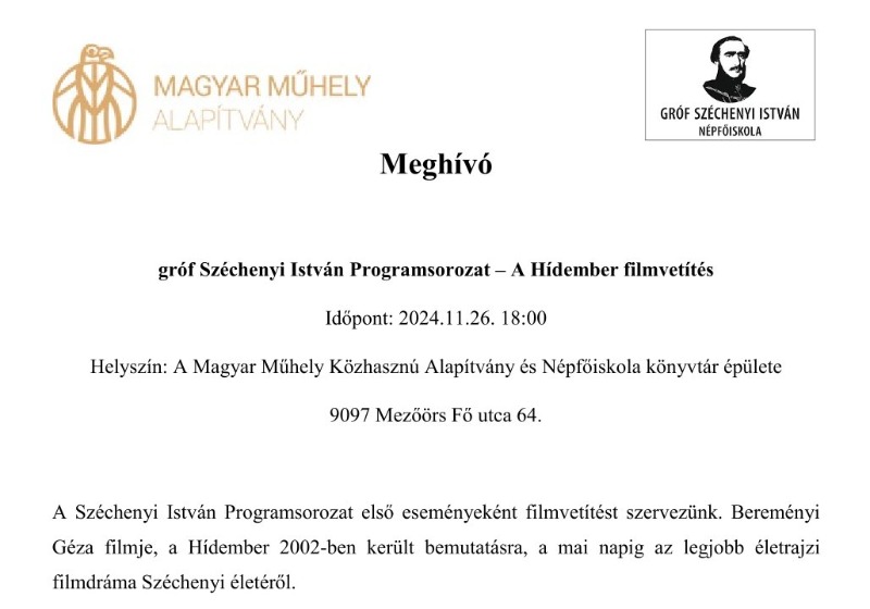 A Hídember című film vetítése a mezőörsi Népfőiskolán