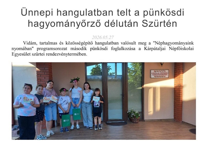 Ünnepi hangulatban telt a pünkösdi hagyományőrző délután Szürtén
