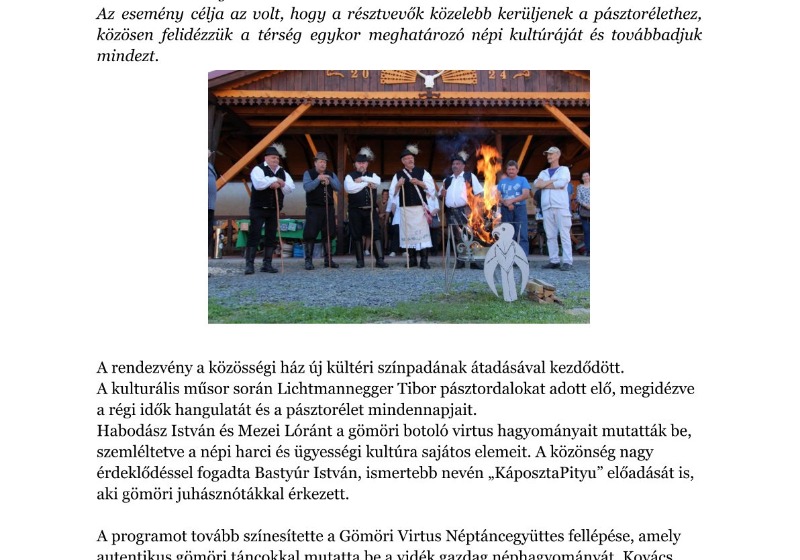 Az első Pásztortüzek lángja rendezvény Gömörpéterfalán