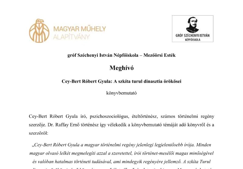Meghívó Cey-Bert Róbert könyvbemutatójára