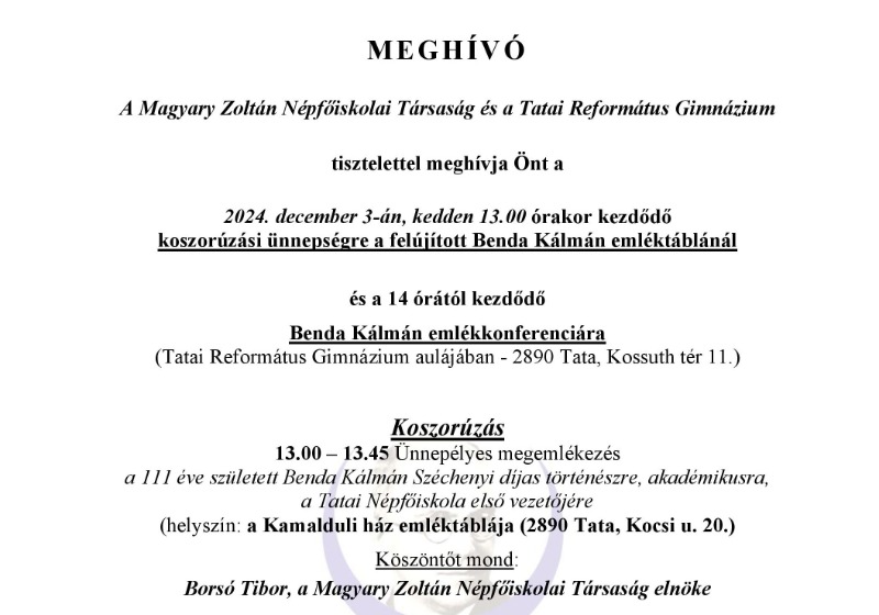 Benda Kálmán Emlékkonferencia