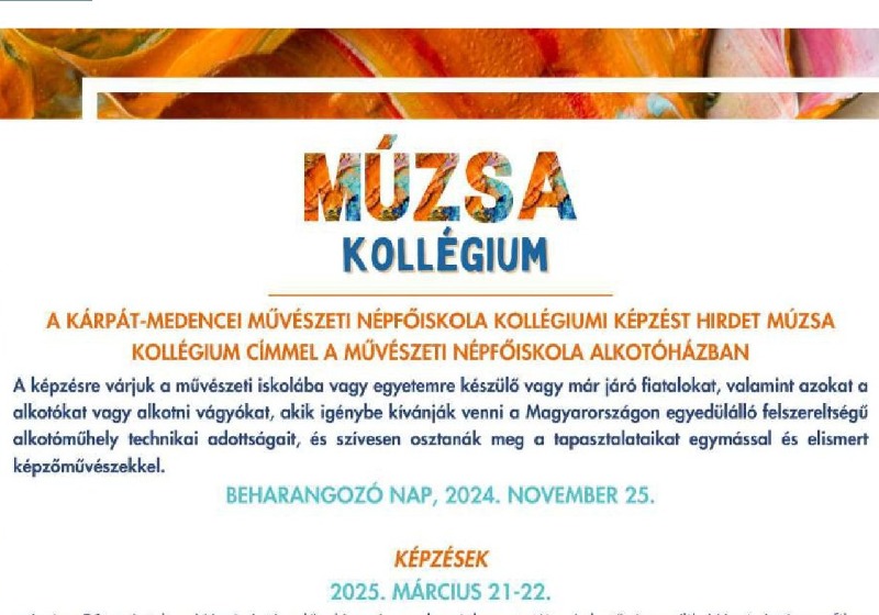 „Múzsa Kollégium” címmel indult képzés Kápolnásnyéken
