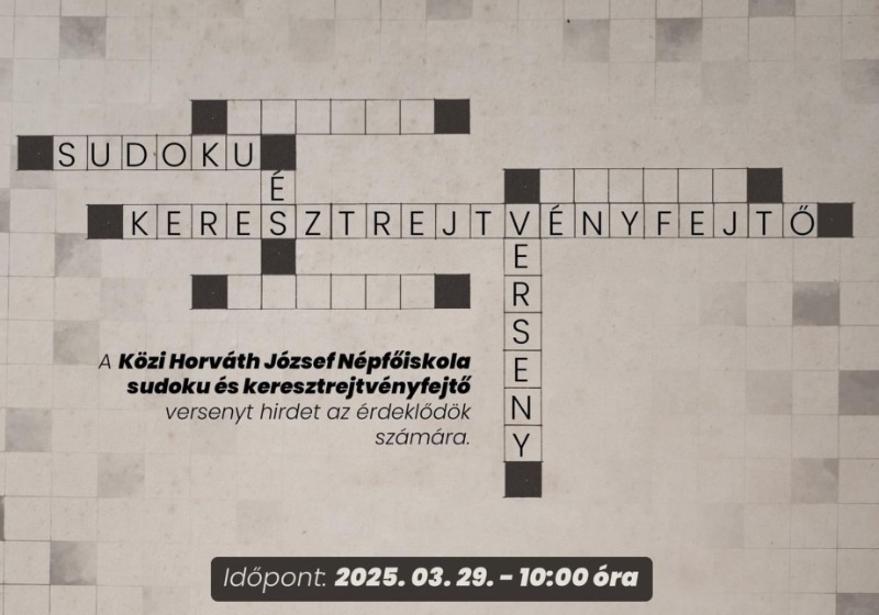 Sudoku és keresztrejtvényfejtő verseny a Közi Horváth József Népfőiskolán Agyagosszergényben